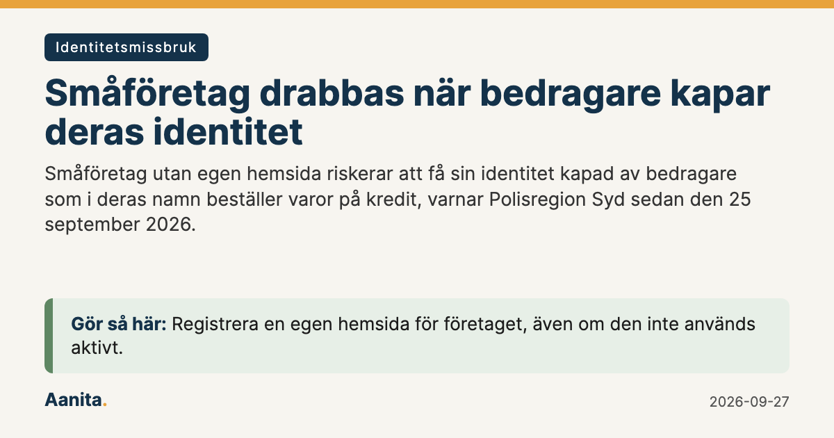 Delningsbild: Småföretag drabbas när bedragare kapar deras identitet
