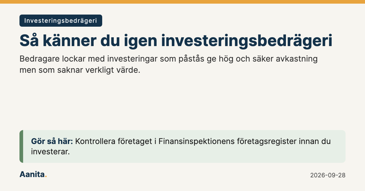 Delningsbild: Så känner du igen investeringsbedrägeri