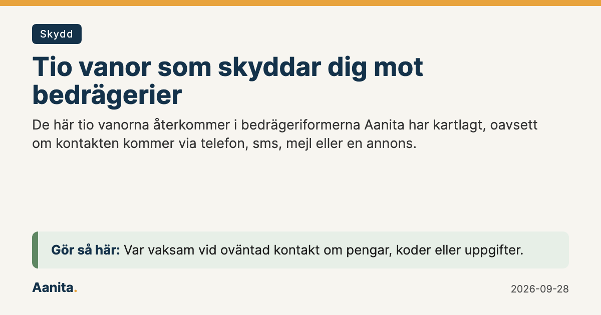 Delningsbild: Tio vanor som skyddar dig mot bedrägerier