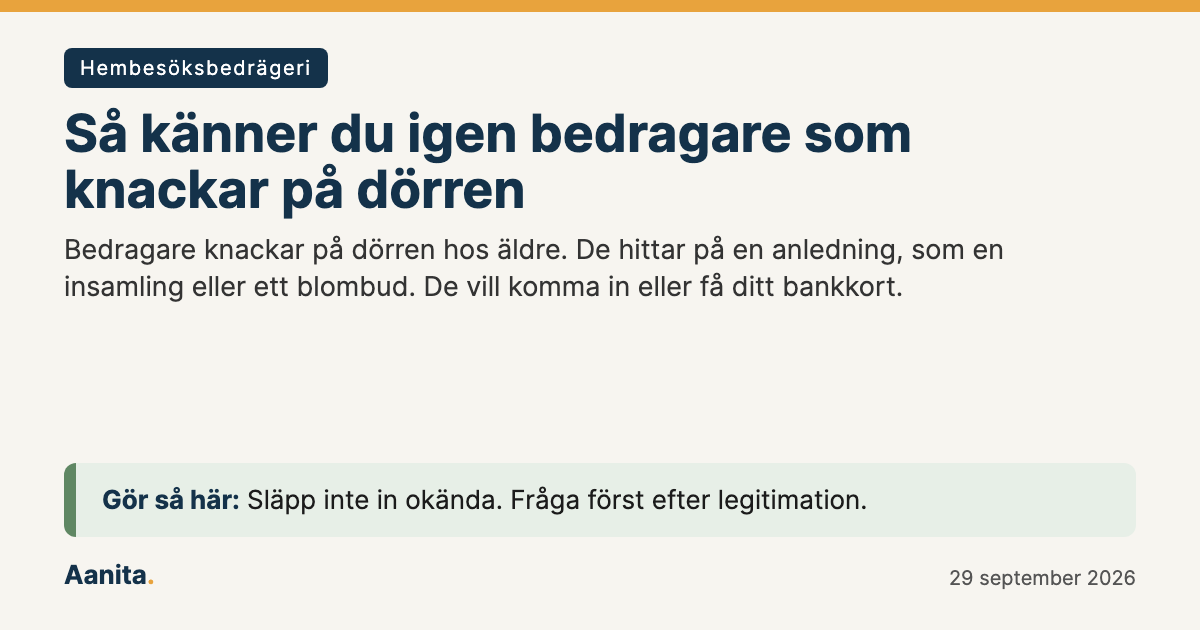 Delningsbild: Så känner du igen bedragare som knackar på dörren