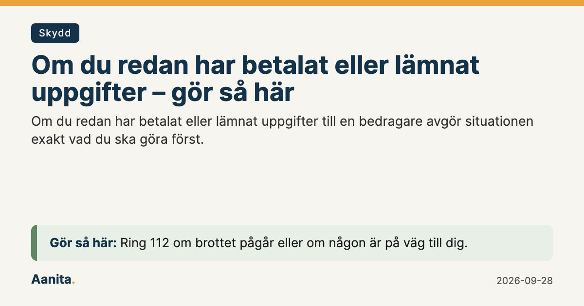 Delningsbild: Om du redan har betalat eller lämnat uppgifter – gör så här