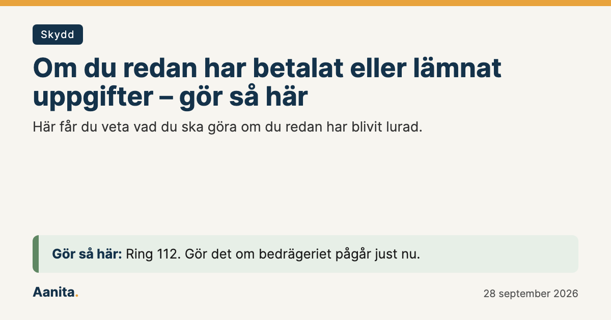 Delningsbild: Om du redan har betalat eller lämnat uppgifter – gör så här