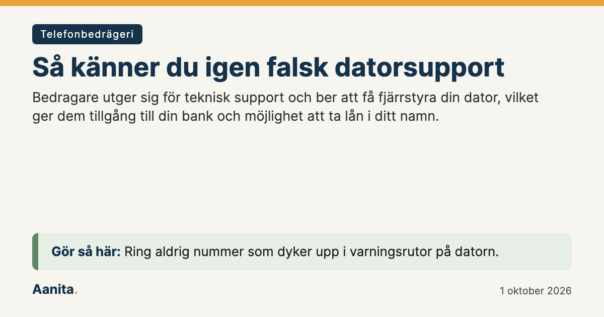 Delningsbild: Så känner du igen falsk datorsupport