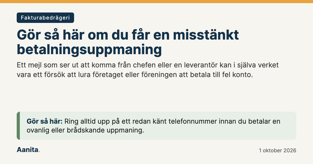 Delningsbild: Gör så här om du får en misstänkt betalningsuppmaning