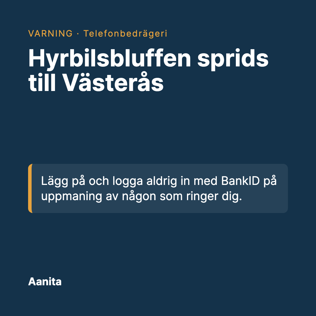 Delningsbild: Hyrbilsbluffen sprids till Västerås