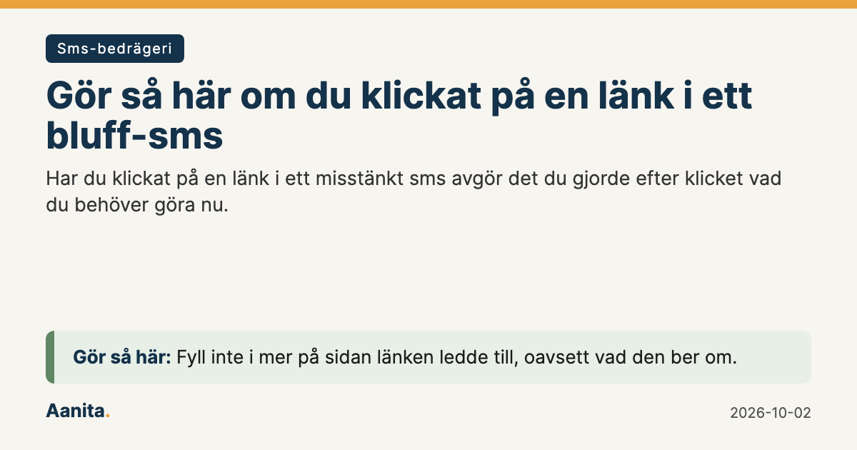 Delningsbild: Gör så här om du klickat på en länk i ett bluff-sms