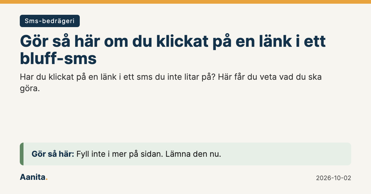 Delningsbild: Gör så här om du klickat på en länk i ett bluff-sms